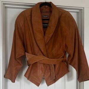 Vintage 1980s Wilsons Leather Cropped Belted Jacket – Caramel
